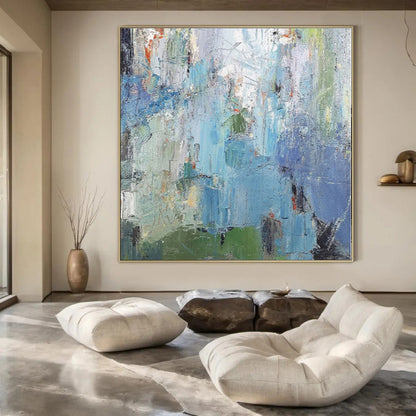 Large Abstract Canvas for Outdoor Cabana Lounges - Custom Weather-Resistant Acrylic