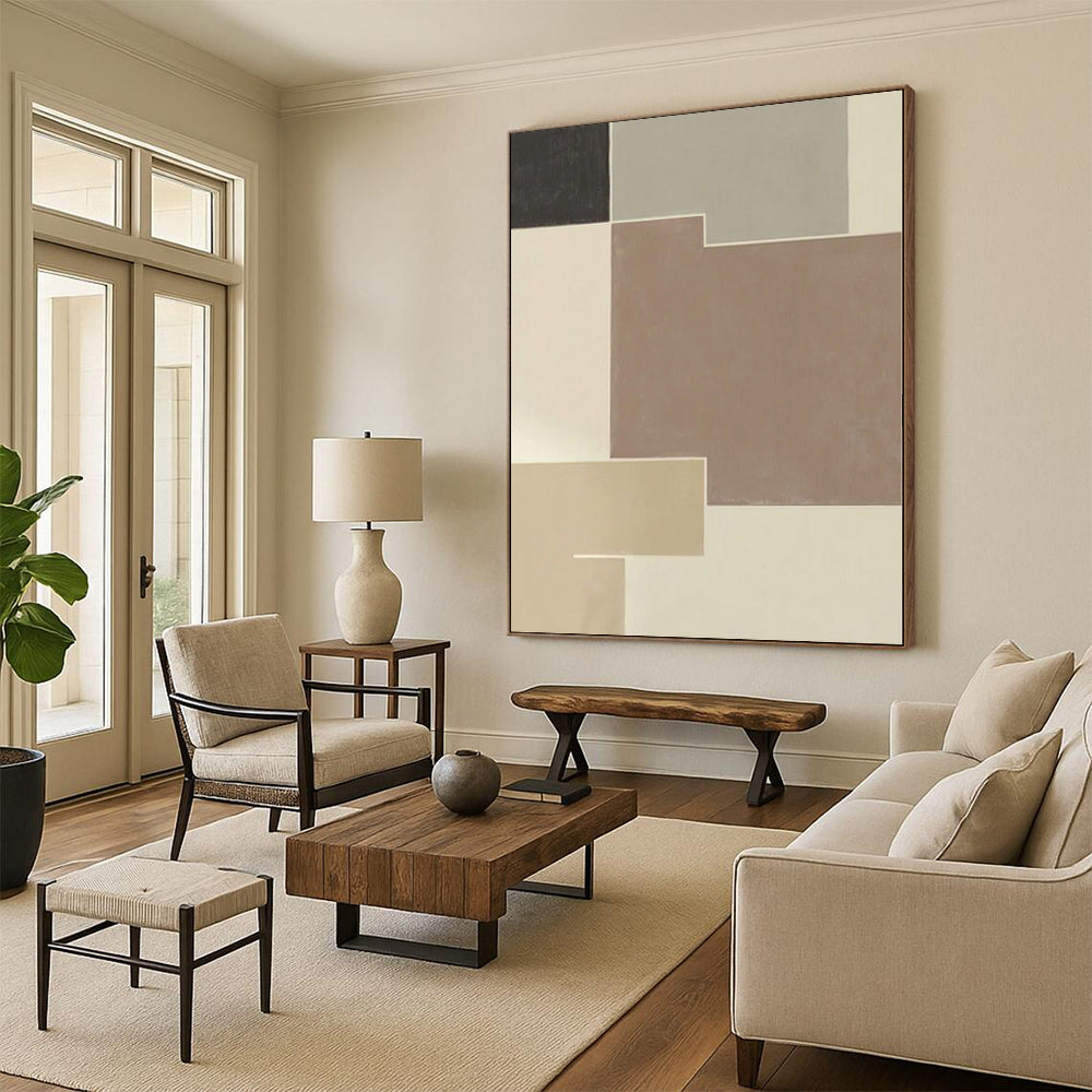 Monumental Custom Abstract Art for Master Bedroom Balcony French Doors