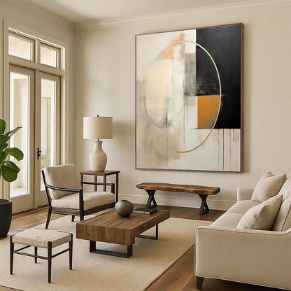 Vast Modern Abstract Painting for Sunroom Natural Light Harmony