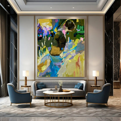 Oversized Hand-Painted Modern Abstract Painting for Bedroom Pet Sleeping Nooks