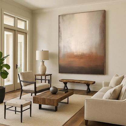 Staggering Hand-Brushed Abstract Painting for Basement Game Night Wall