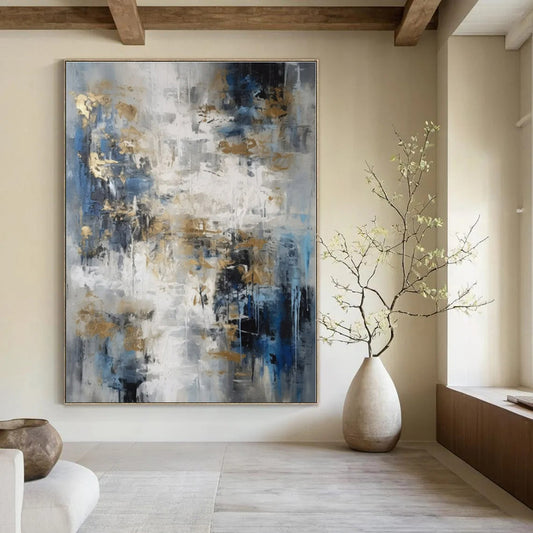 Large Custom Hand-Painted Abstract Canvas for Office Hallways