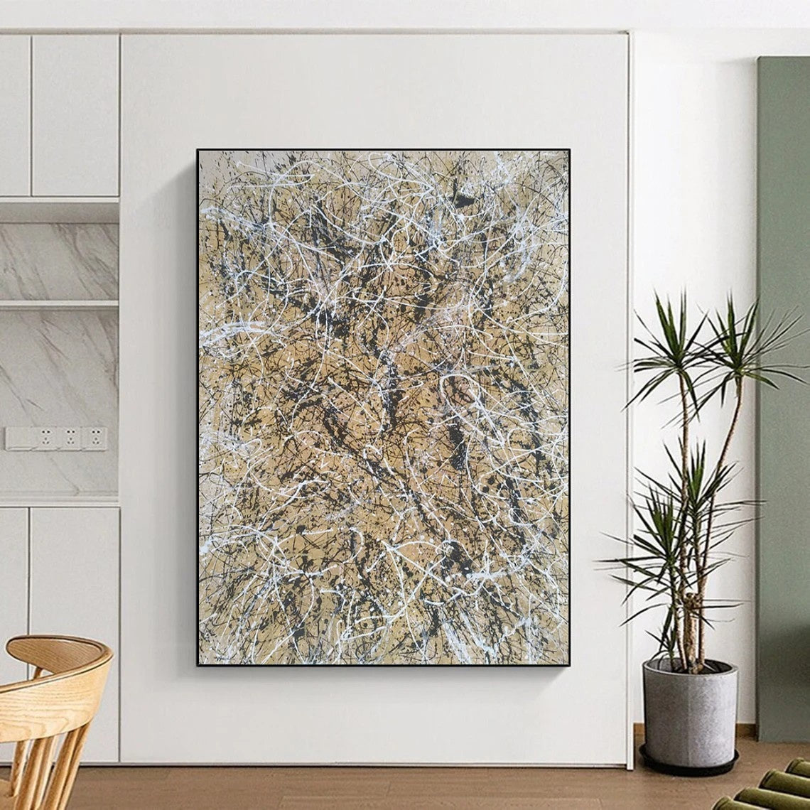 Huge Contemporary Abstract Canvas for High-End Residential Foyer Entrances