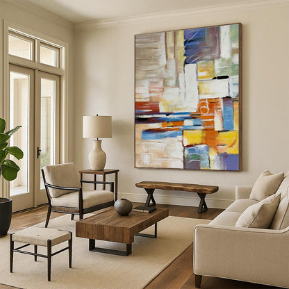 Enormous Made-to-Order Abstract Painting for Mudroom Pet Grooming Station Wall