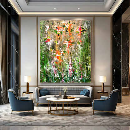 Huge Hand-Painted Contemporary Abstract Canvas for Bedroom Above Headboard Niche