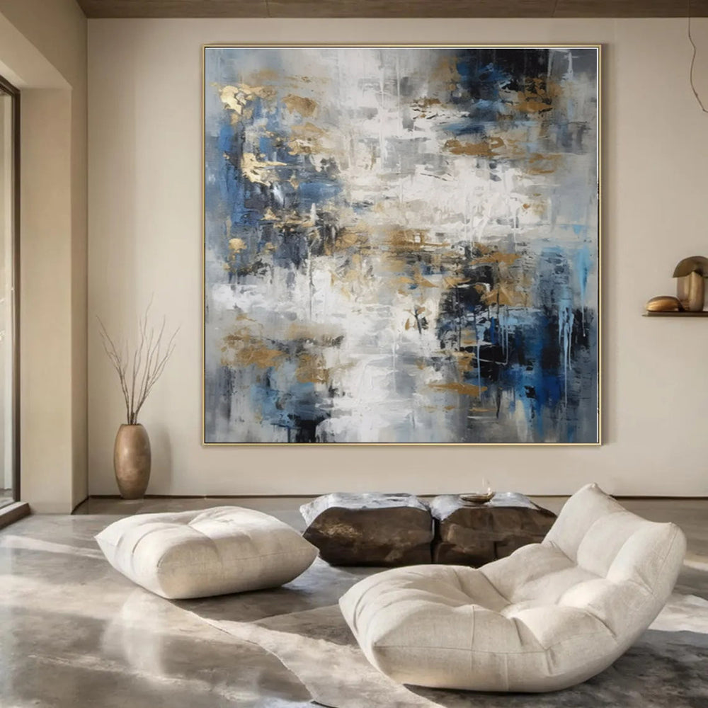 Large Custom Hand-Painted Abstract Canvas for Office Hallways