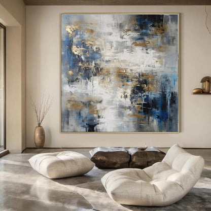 Large Custom Hand-Painted Abstract Canvas for Office Hallways