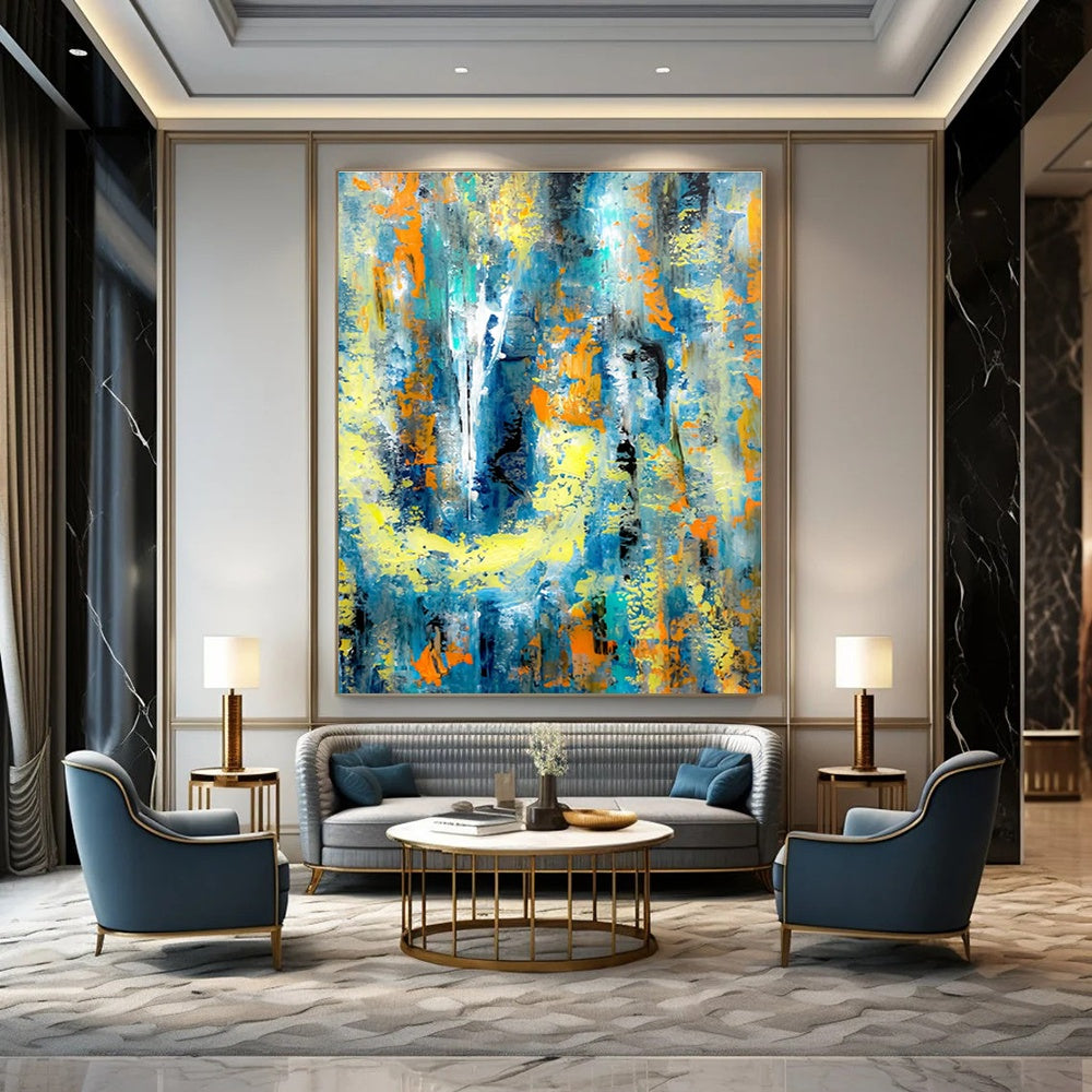 Giant Hand-Painted Contemporary Abstract Art for Bedroom Yoga and Meditation Spaces