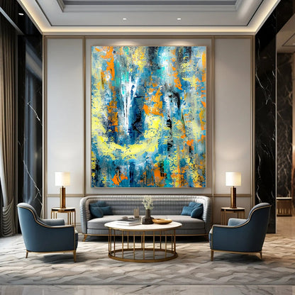 Giant Hand-Painted Contemporary Abstract Art for Bedroom Yoga and Meditation Spaces