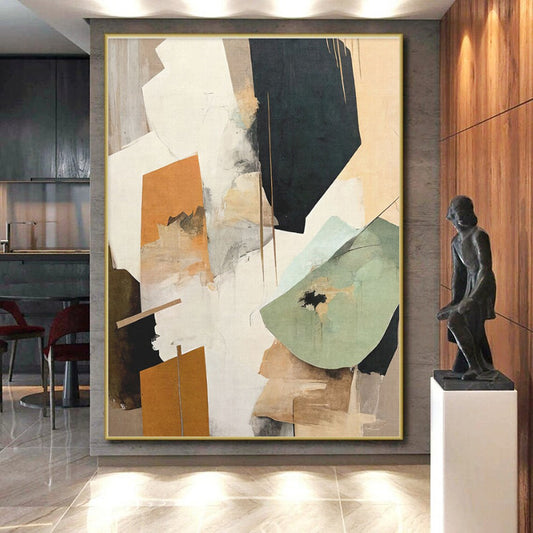 Large Contemporary Custom Abstract Wall Art for Modern Guest Room Wardrobe Wall