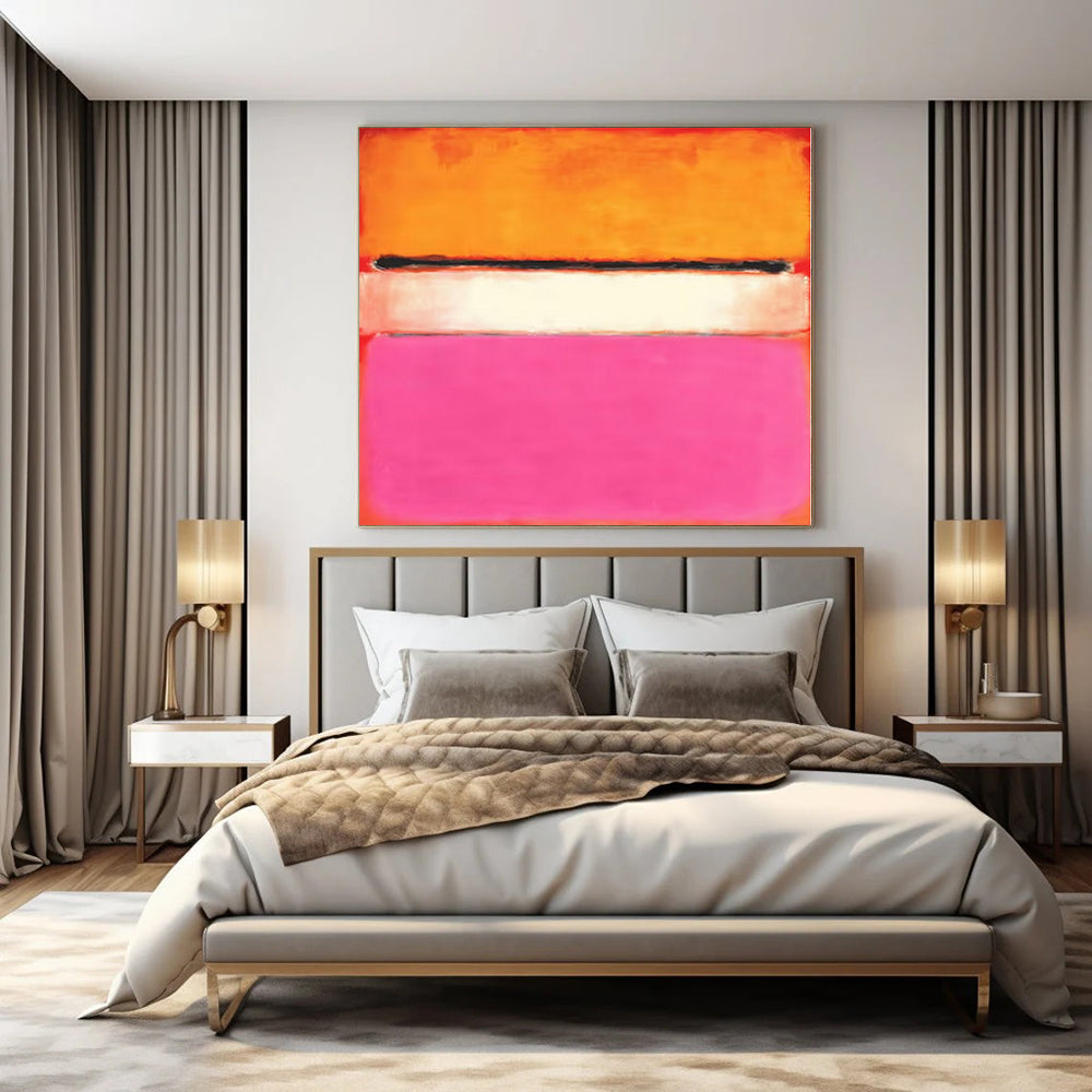 Giant Hand-Painted Contemporary Abstract Painting for Dining Room Behind Dining Hutches