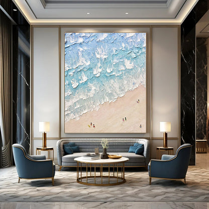 Oversized Hand-Painted Modern Abstract Painting for Living Room Fireplace Screens