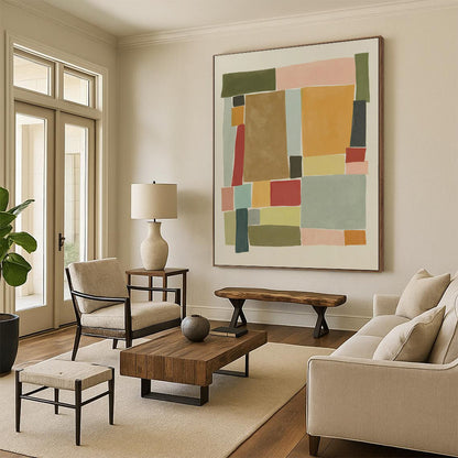 Giant Made-to-Order Abstract Painting for Living Room Bookshelf Feature Walls