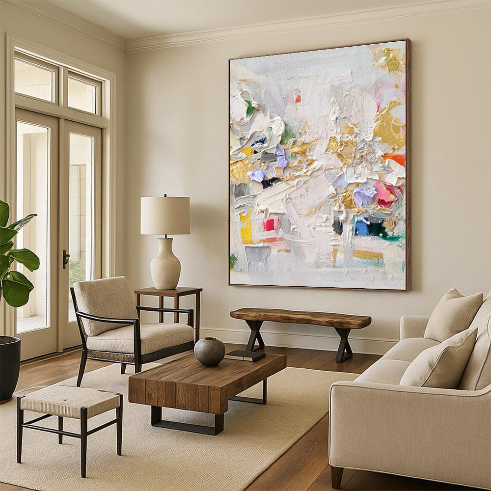 Giant Abstract Painting for Home Theater Popcorn Bar Wall