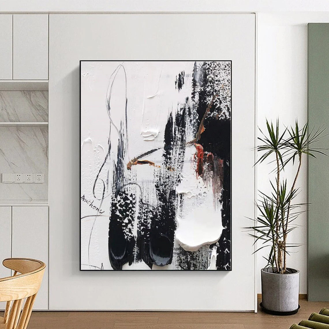Large-Scale Oversized Hand-Painted Abstract Painting for Home Wine Cellar Tasting Wall