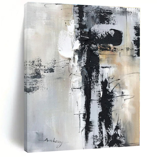 Large-Scale Custom Hand-Painted Abstract Canvas for Nursery Crib Feature Wall