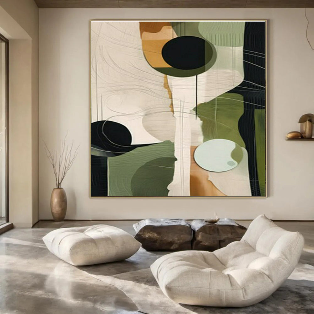 Large-Scale Hand-Painted Contemporary Abstract Mural for Office Hallways