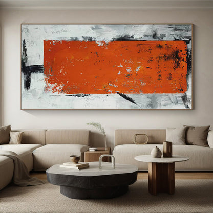 Monumental Custom Abstract Painting for Home Library Bookcase Back Walls