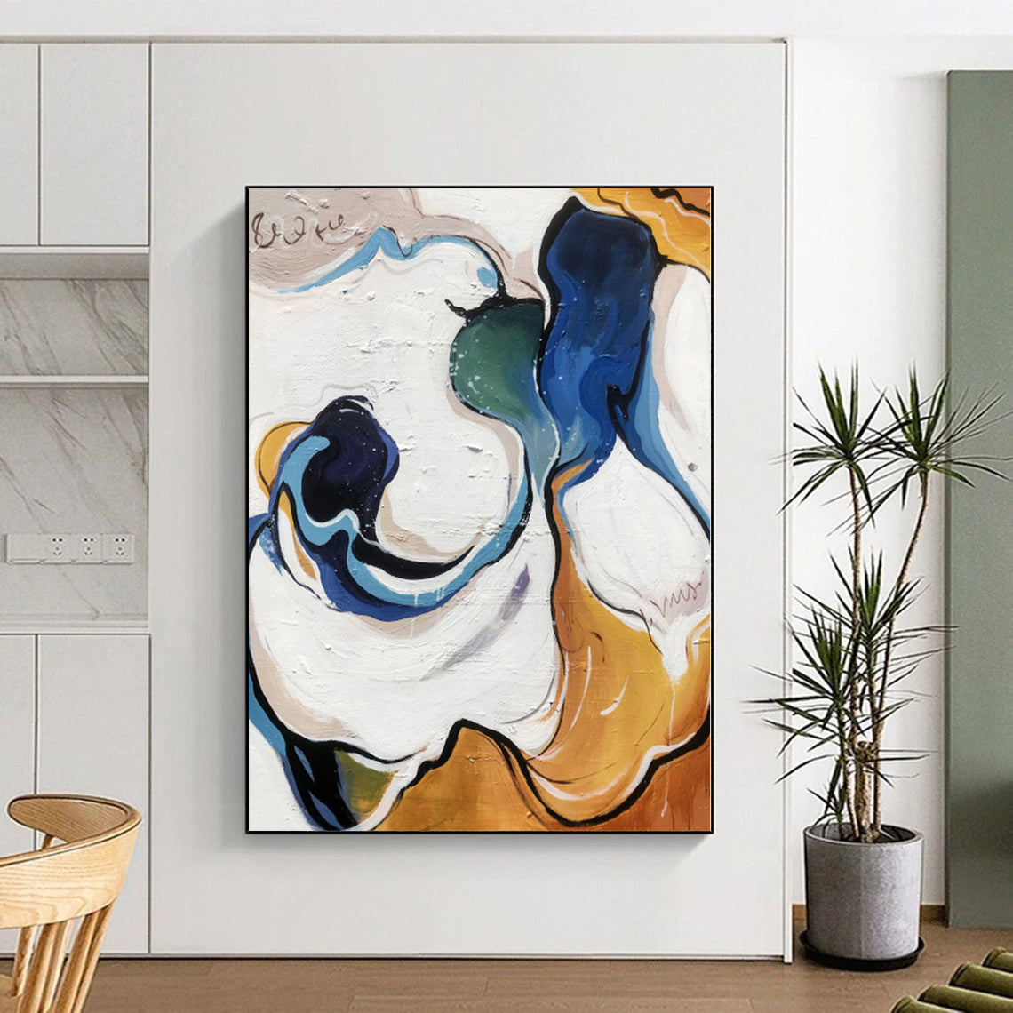 Large Custom Abstract Painting for Home Bar and Lounge Feature Walls