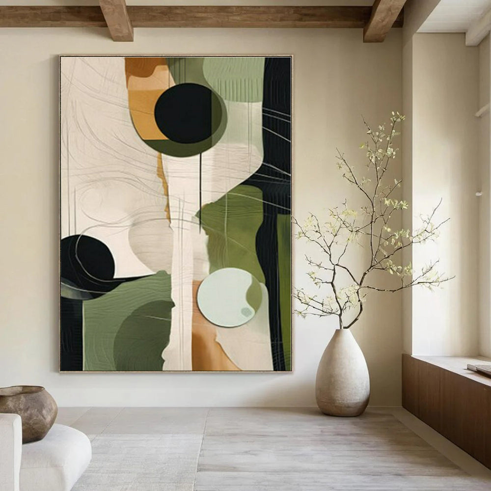 Large-Scale Hand-Painted Contemporary Abstract Mural for Office Hallways