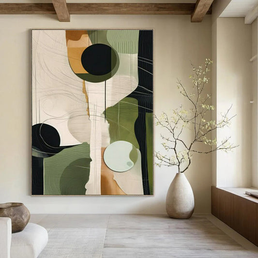 Large-Scale Hand-Painted Contemporary Abstract Mural for Office Hallways