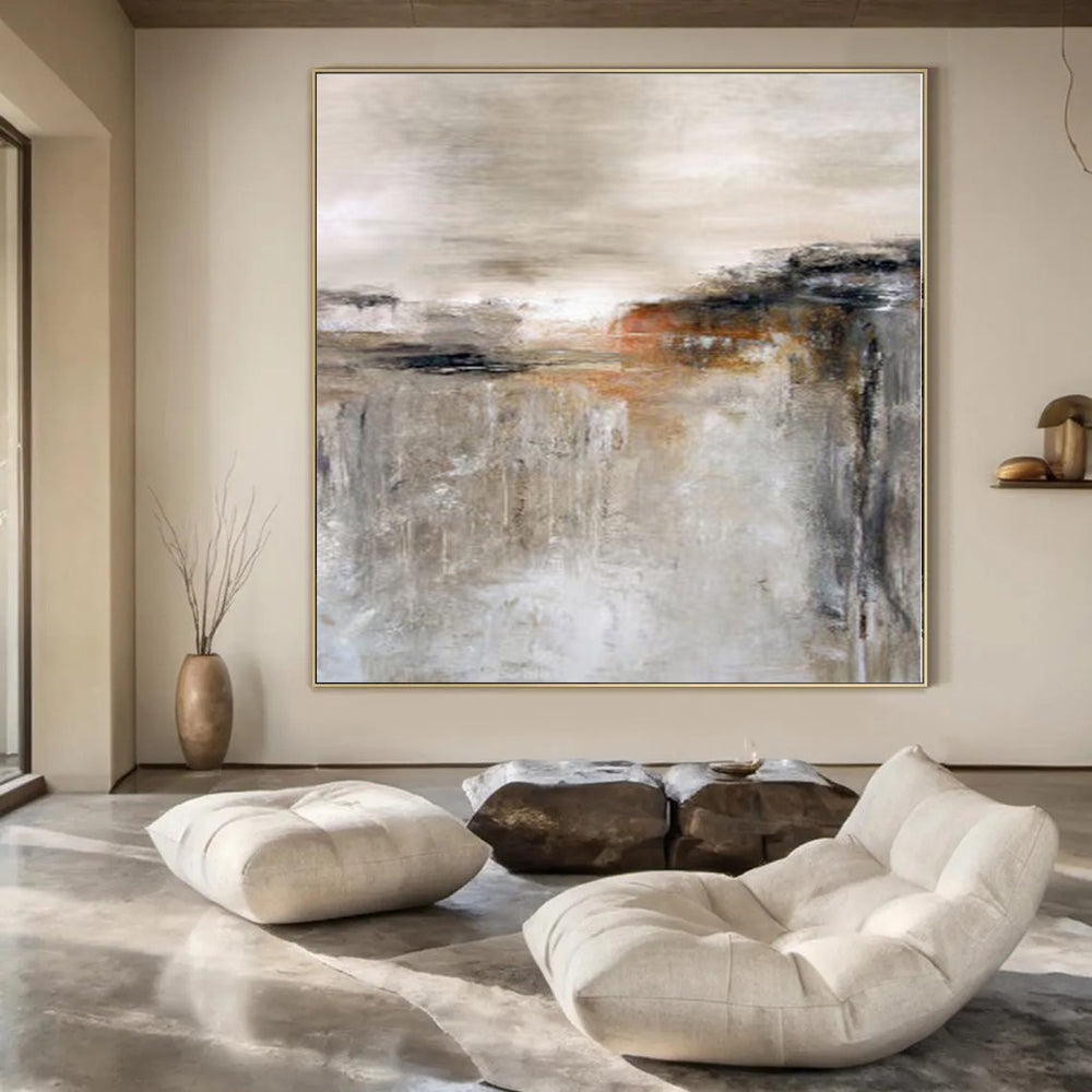 Large-Scale Hand-Painted Contemporary Abstract Mural for Living Room Bar Areas