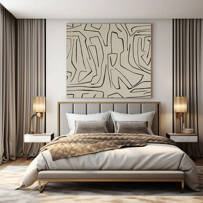 Immersive Hand-Painted Contemporary Abstract Mural for Living Room Open Walls