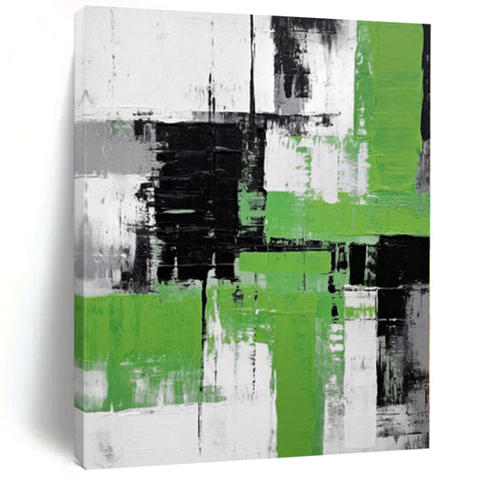Grand Abstract Painting for Indoor Green Wall Spaces - Made to Order Acrylic on Linen