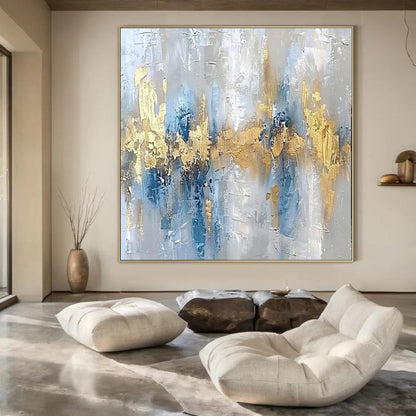 Oversized Hand-Painted Modern Abstract Mural for Upscale Hotel Conference Rooms