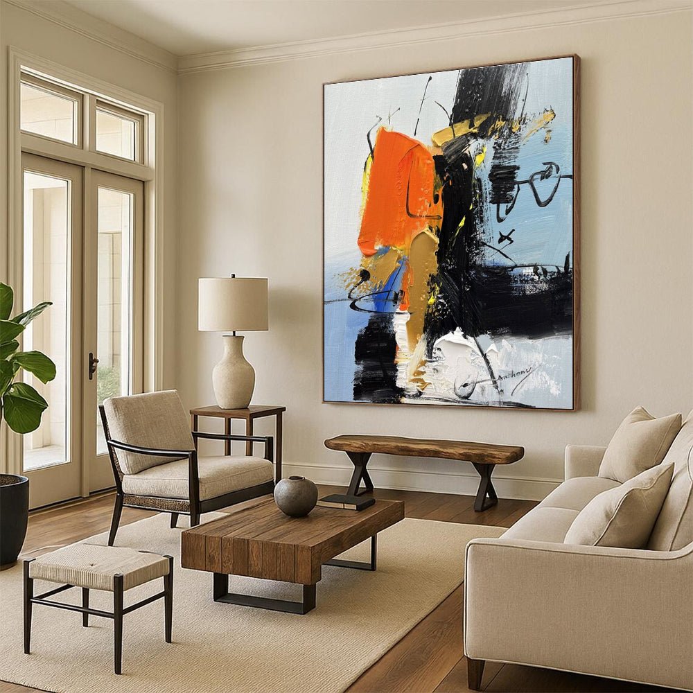 Giant Modern Abstract Painting for Master Bedroom Luxury Upgrade