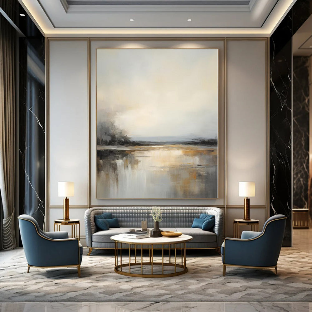 Colossal Hand-Painted Contemporary Abstract Mural for Office Rooftop Lounges