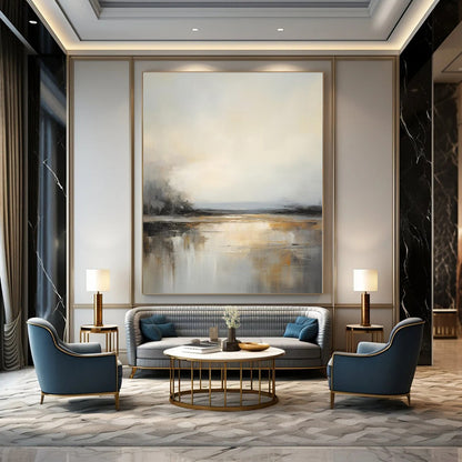 Colossal Hand-Painted Contemporary Abstract Mural for Office Rooftop Lounges