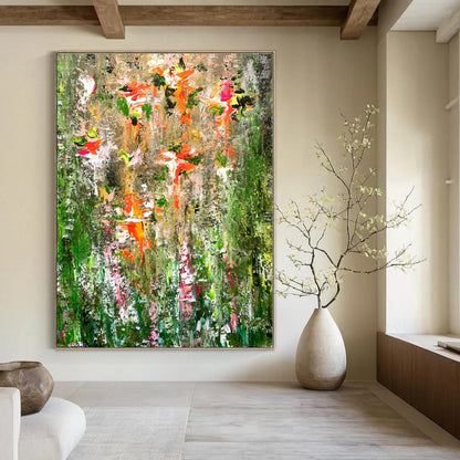 Huge Hand-Painted Contemporary Abstract Canvas for Bedroom Above Headboard Niche