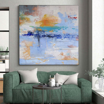 Large Abstract Canvas for Boat Cabin Interiors - Custom Acrylic on Linen