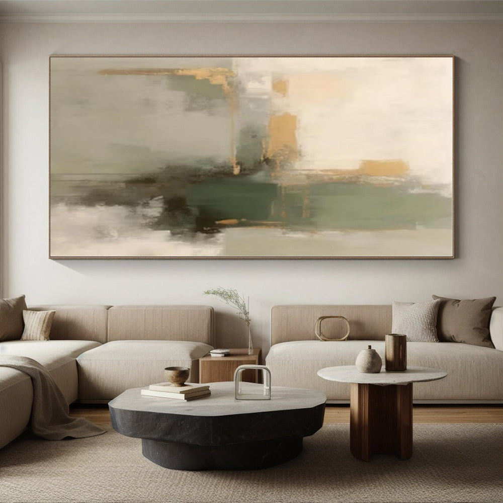 Oversized Bespoke Hand-Painted Abstract Canvas for Bathroom Relaxation Wall