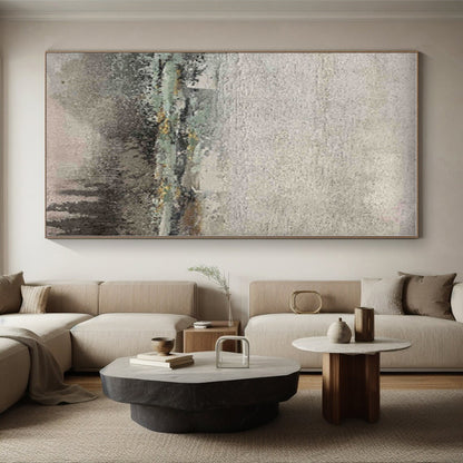 Oversized Abstract Folk Art Hand-Painted Canvas for Attic Hideaway Wall