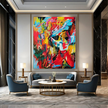 Floral Abstraction Hand-Painted Wall Art for Dining Room Bay Windows