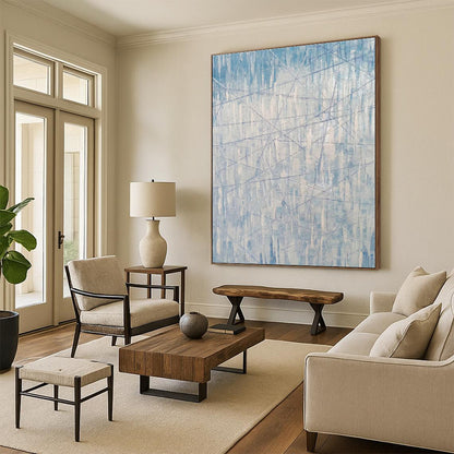 Huge Hand-Painted Abstract Canvas for Attic Storage and Display Wall