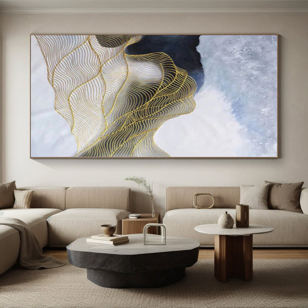 Large-Scale Custom Abstract Art for Guest Room Feature Wall