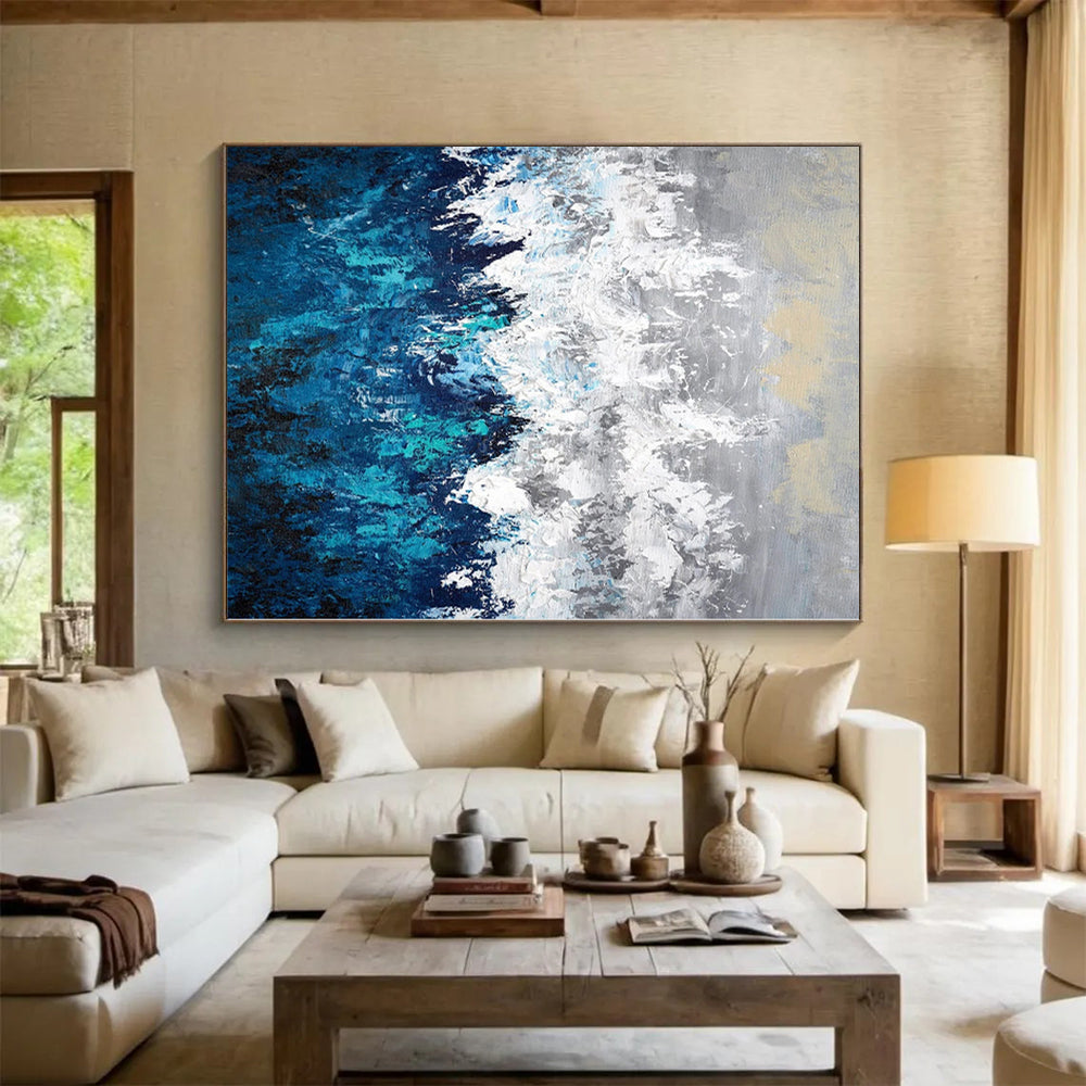 Monumental Custom Abstract Painting for Home Library Reading Nook Feature Walls