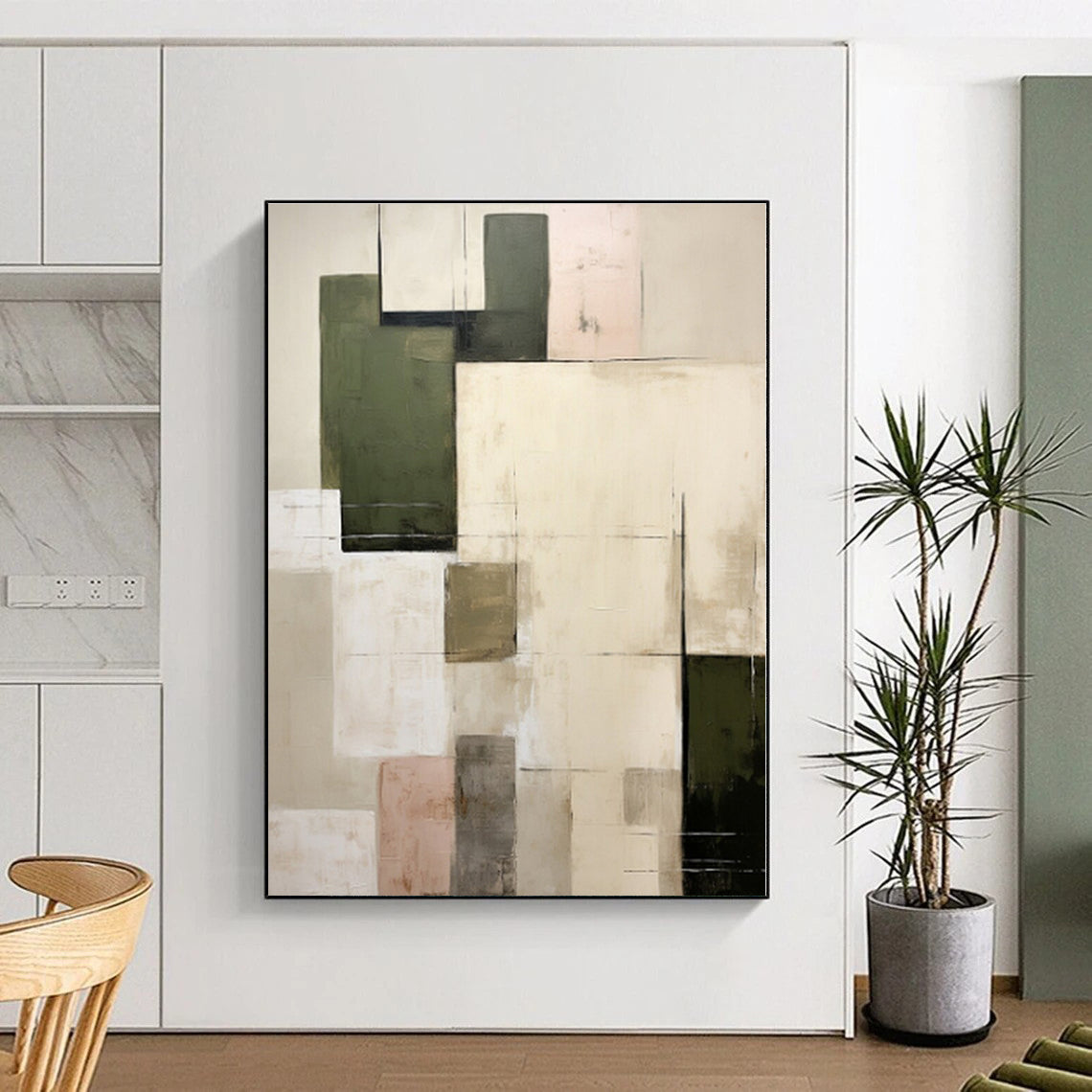 Huge Custom-Made Abstract Canvas for Dining Room Bay Window Backdrop