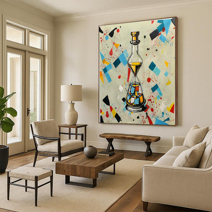 Super-Sized Hand-Painted Abstract Painting for Greenhouse Plant Shelf Wall