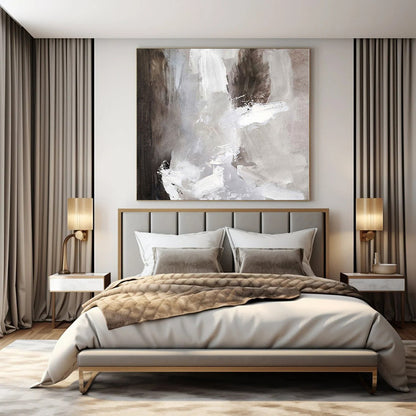 Large-Scale Hand-Painted Contemporary Abstract Mural for Living Room Dining Nooks