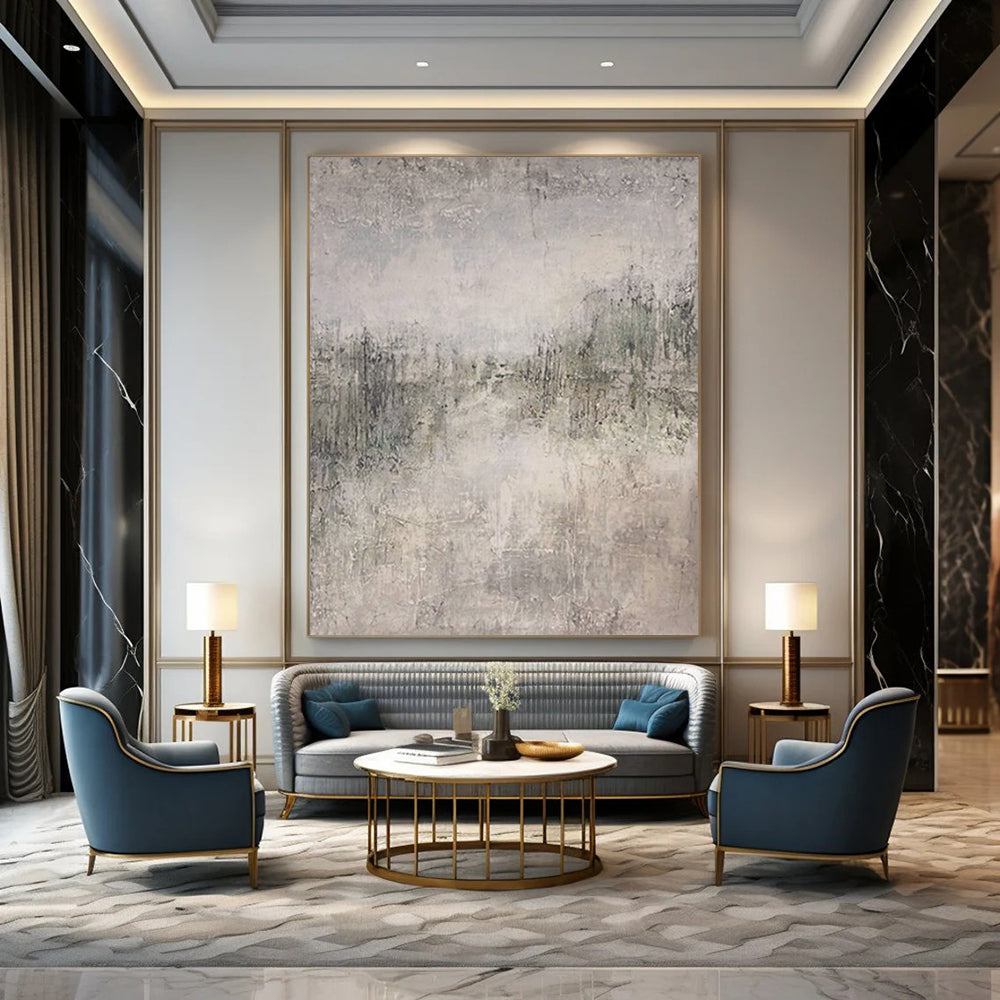 Extra-Large Hand-Painted Modern Abstract Artwork Ideal for Hotel Lobby Welcome Walls