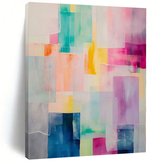 Oversized Hand-Painted Modern Abstract Mural for Dining Room Outdoor Dining Areas