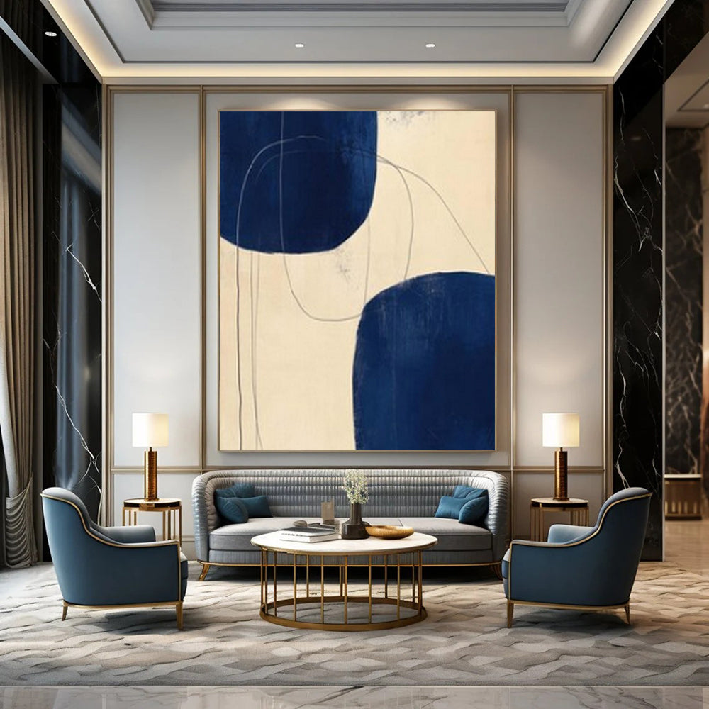 Huge Hand-Painted Contemporary Abstract Painting for Family Home Pet Lounges