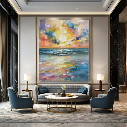 Custom Hand-Painted Abstract Mural for Bedroom & Hotel Poolside Cabanas