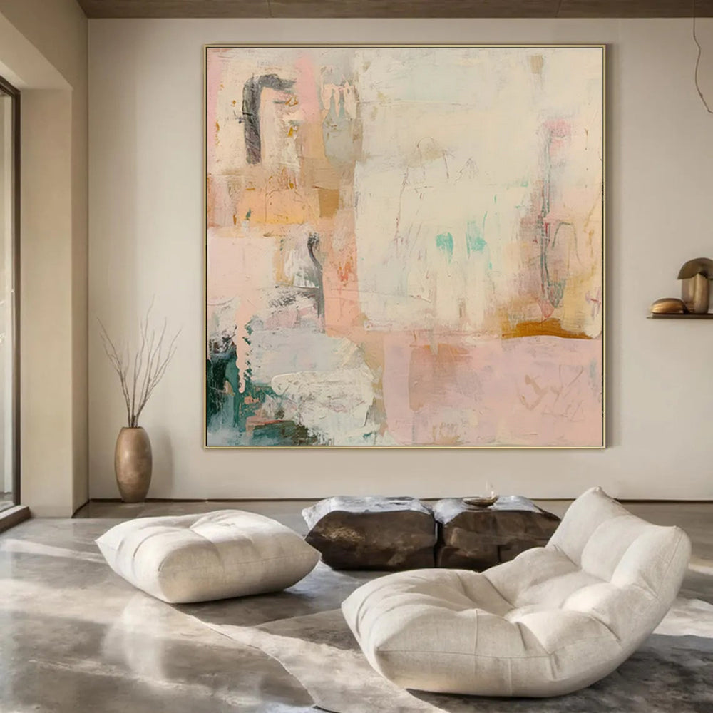Large Hand-Painted Modern Abstract Wall Decor for Senior Living Community Activity Rooms