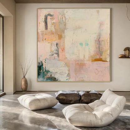 Large Hand-Painted Modern Abstract Wall Decor for Senior Living Community Activity Rooms