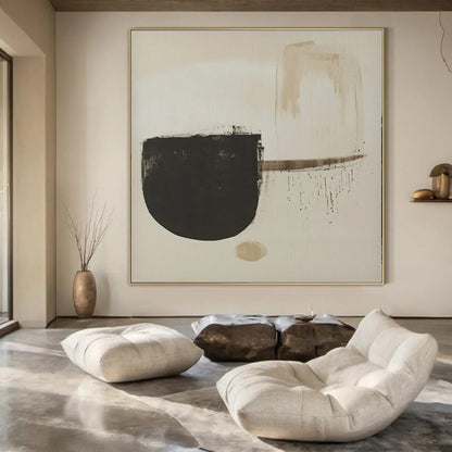 Huge Hand-Painted Contemporary Abstract Canvas for High-End Residential Foyer Entrances